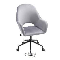 Adjustable Grey Office Chair Cushioned Computer Desk Chrome Legs Small Swivel UK