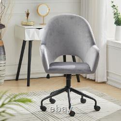 Adjustable Grey Office Chair Cushioned Computer Desk Chrome Legs Small Swivel UK