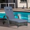 Adjustable Rattan Sun Lounger Outdoor Recliner Chair With Cushion Garden Pool