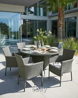 Almeria Rattan 6 Seater Garden Dining Set Outdoor Patio Table Charis Cushions