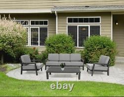 Aluminium Garden Lounge Set with Outdoor Cushions, Grey FREE DELIVERY
