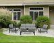 Aluminium Garden Lounge Set With Outdoor Cushions, Grey Free Delivery