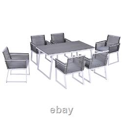 Aluminium Patio Furniture Set 6 Seat Dining Table Chairs Cushions Garden Outdoor