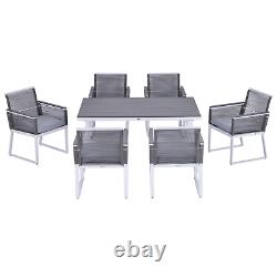 Aluminium Patio Furniture Set 6 Seat Dining Table Chairs Cushions Garden Outdoor