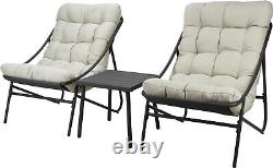 Ambiance 3pc Garden Furniture Patio Balcony Set with Cushions 2 Chairs & Table