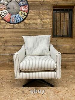 Arlo & Jacob Rex Swivel Chair cream grey stripe vintage retro danish mid century