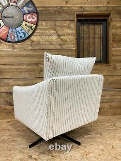 Arlo & Jacob Rex Swivel Chair cream grey stripe vintage retro danish mid century