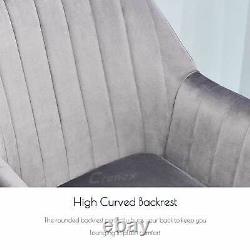 ArmChair Velvet Dining w 8cm Padded Cushion Comfy Cover for Home & Office Grey