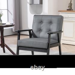 Armchair with Rubber Wood Frame Padded Cushion for Bedroom