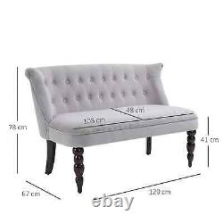 Armless Sofa 2 Person Lounge Room Chair Padded Loveseat Tufted Back Cushion Grey