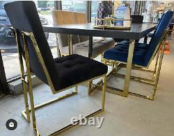 Atlanta Velvet Gold Metal Plating Dining Chair