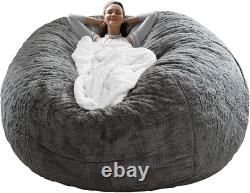 Bag Chair Bean BagChair Cushion, Big Round Soft Fluffy PV Velvet Sofa Bed Cover