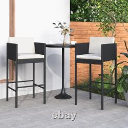 Bar Stools with Cushions Poly Rattan Garden Lounge Set Bar Height Chair vidaXL
