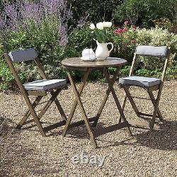 Bistro Set Grey Oiled Folding Garden Table And Chairs FSC Sustainable Hardwood