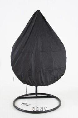 Black 105cm Hanging Rattan Patio Garden Egg Chair with Grey Cushions, WithP Cover