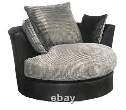 Black & Grey Sofa Corner Suite Cord Fabric + Leather Look Modern Left Right 3&2