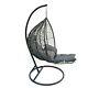 Black Hanging Rattan Swing Patio Garden Chair Egg W Grey Cushion Footrest Rainco