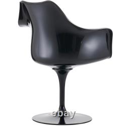 Black Plastic Swivel Dining/Accent Chair with Armrest Various Colour Cushions