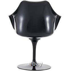 Black Plastic Swivel Dining/Accent Chair with Armrest Various Colour Cushions