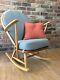 Blonde Ercol Grandfather Rocking Chair Model 315 With New Cushions