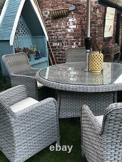 Bramblecrest 6 Seat Grey Rattan Dining Garden Patio Furniture Set 2.5k New