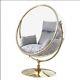 Bubble Egg Chair With Gold Accent Floor Stand (grey Cushion)