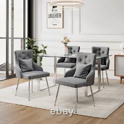 Buttoned High Back Dining Chairs with Cushion Lounge Leisure Kitchen Living Room