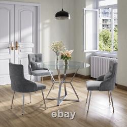 Buttoned High Back Dining Chairs with Cushion Lounge Leisure Kitchen Living Room