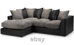 Byron Fabric Leather Corner Sofa Morley Black Grey Brown Armchair Swivel Chair
