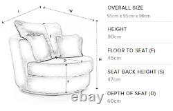 Byron Fabric Leather Corner Sofa Morley Black Grey Brown Armchair Swivel Chair
