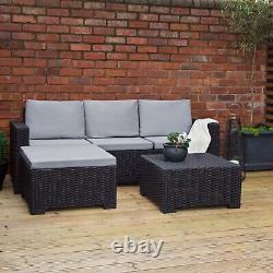 California Rattan Furniture Grey Replacement 4pc Cushions Garden Sofa Seat Pads