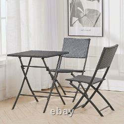 Chair Table Set Foldable PE+Metal Cushioned Chair Outdoor Yard Garden uk