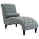 Chaise Lounge Curve Single Chair Tufted Padded Seat Pillow Cushion Armless Grey