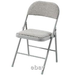 Charles Jacobs Folding Chair Cushioned Fabric Office Reception Padded Grey Frame