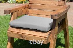 Charles Taylor Deluxe Wooden Angled 2 x Chair Lounger & Footstool Grey Cushion