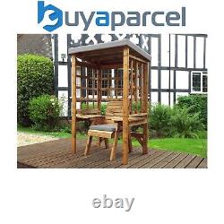 Charles Taylor Wooden Wentworth Garden Arbour & 1 Chair Grey Cushion & Cover