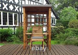Charles Taylor Wooden Wentworth Garden Arbour & 1 Chair Grey Cushion & Cover