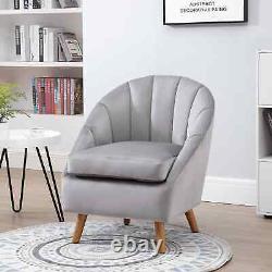 Classic Accent Chair Round Back Reading Lounge Padded Cushion Single Seat Grey