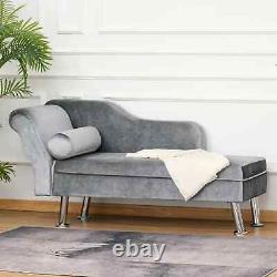Classic Chaise Lounge Plush Pillow Cushion Office Sofa Chair 2 Person Seat Grey