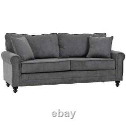 Classic Sofa Chair 2 Person Padded Lounge Seat Comfy Cushion Pillow Compact Grey