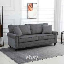 Classic Sofa Chair 2 Person Padded Lounge Seat Comfy Cushion Pillow Compact Grey