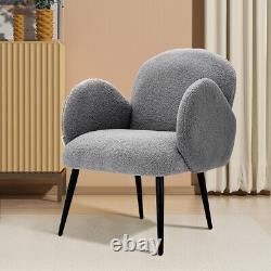 Contemporary Padded Seat Accent Armchair withMetal Legs Teddy Fleece Lounge Chair