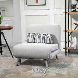 Convertible Futon Sofa Single Bed Chair Padded Lounge Seat Cushion Pillow Grey