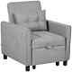 Convertible Single Sofa Chair Reclining Back Lounge Cushion Seater Pillow Grey