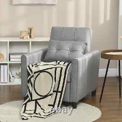 Convertible Single Sofa Chair Reclining Back Lounge Cushion Seater Pillow Grey