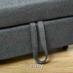 Convertible Sleeper Chair Reclining Lounge Bed Padded Cushion Seat Pillow Grey