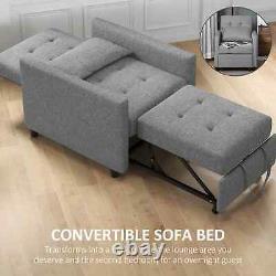 Convertible Sofa Bed Reclining Armchair Single Lounge Sleeper Cushion Seat Grey