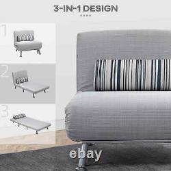 Convertible Sofa Bed Reclining Chair Lounge Cushion Seater Pillow Armless Grey