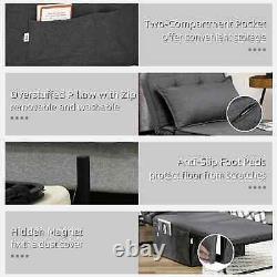 Convertible Sofa Bed Reclining Single Chair Adjustable Cushion Lounge Seat Grey