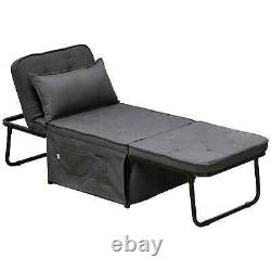 Convertible Sofa Bed Reclining Single Chair Adjustable Cushion Lounge Seat Grey